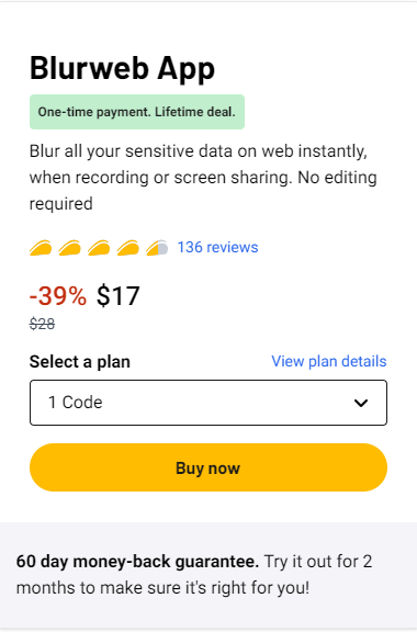 Blurweb App pricing